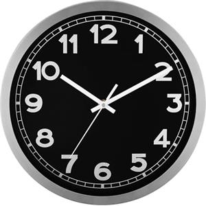 Plumeet Piccolo Orologio da Parete, Orologio da Parete a Batteria da 25cm con Cornice in Alluminio, Orologi da Parete Silenziosi in Metallo, Decorativa Soggiorno Camera da Letto, Nero