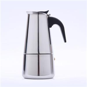 Niwugady Caffettiera da 300 ml, 6 tazze, macchina da caffè italiana, in acciaio inox, con manico resistente al calore, per fornelli a gas, fornello elettrico in ceramica, colore: argento