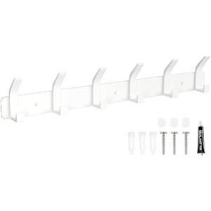 Eucomir Appendiabiti da Parete, Appendiabiti da Muro con 6 ganci, Attaccapanni da Muro Moderno, Appendiabiti da Muro per Cucina, Camera da Letto, Ufficio, Bianco Perla