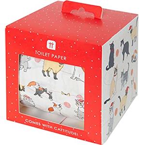 Talking Tables Rotolo di carta igienica natalizia con gatti, divertente accessorio da bagno, idea regalo per Natale