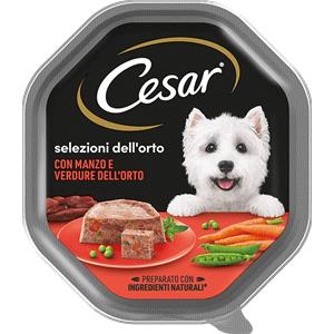 Cesar Selezioni dell'Orto - Cibo Umido per Cani con Manzo e Verdurine, Vaschetta da 150 gr