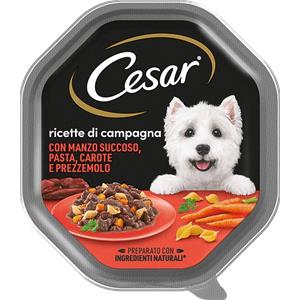 Cesar Ricette di Campagna - Cibo Umido per Cani con Manzo, Pasta e Carote in Salsa - Vaschetta da 150 gr