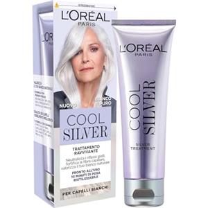 L'Oréal Paris Trattamento per Capelli Grigi, Azione Anti-Giallo e Fortificante, Capelli Grigi Lucenti e Riflessi Argentati, Capelli 2X Più Forti, Cool Silver, Tonalità: Bianco Puro