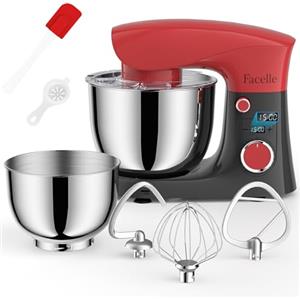 Facelle Impastatrice Planetaria Offerta 1500W, Facelle 5,5L & 4,5L Robot da Cucina Multifunzione, 10+P Impastatrice a Spirale Professionale con Gancio per Impastare, Frusta Piatta, Frusta, Bassa Rumorosità