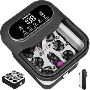 Ranjova Spa per piedi pieghevole con massaggio elettrico rotante, pediluvio con calore, bolle, controllo della temperatura e 24 sfere massaggianti shiatsu motorizzate, vasca idromassaggio per piedi