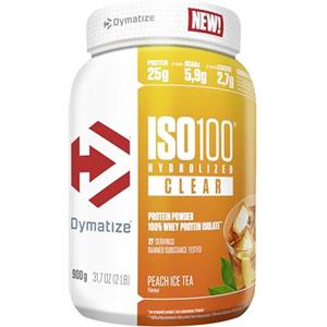 Dymatize ISO 100 Hydrolyzed Clear Peach Ice Tea 900g Proteine del siero di latte chiare in polvere idrolizzate e isolate