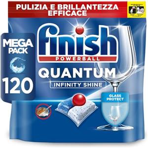 Finish Quantum Infinity Shine Pastiglie Lavastoviglie, 120 Capsule Lavastoviglie, Detergenti per Lavastoviglie per una Pulizia e Brillantezza Efficace (Confezione da 2)