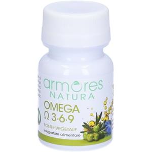 Armores Natura Integratori Alimentari, Omega 3-6-9, Integratore per il Benessere Cardiovascolare, a Base di DHA Algale, Olio di Oliva e Olio di Semi di Borragine, Vegano, 30 Softgel Vegetali