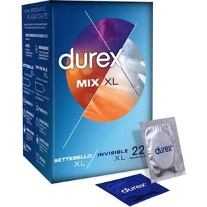 Durex Combo Mix XL, Preservivi Extra-Large, Durex Settebello XL e Durex Invisible XL, 22 Profilattici, Solo Online