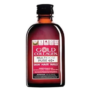 GOLD COLLAGEN Multidose 40+ - Collagene Integratore Antiossidante e Supporto Sistema Immunitario con Vitamina C e D, Collagene Marino con Acido Ialuronico e Biotina Capelli, Pelle, Unghie e Ossa 300ml