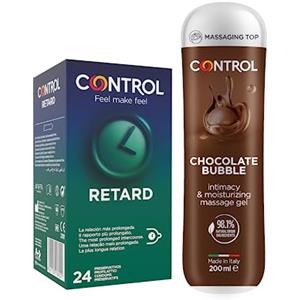 Control Choco Mix Cofanetto di 24 Preservativi Retard e Gel Massaggio 3 in 1 con Aroma al Cioccolato