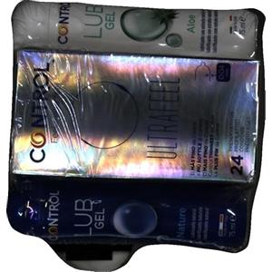 Control Fantasy Mix Cofanetto di 24 Preservativi Sottili Ultrafeel, 1 Gel Lubrificante con Aloe Vera e 1 Gel Nature