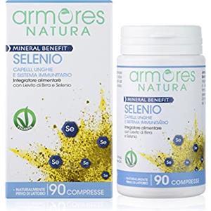 Armores Natura Integratori Alimentari, Mineral Benefit Selenio, Favorisce il Mantenimento di Capelli e Unghie Normali, Protegge dallo Stress Ossidativo, con Lievito di Birra, Vegano, 90 Compresse