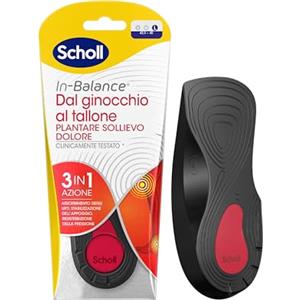 Scholl In-Balance dal Ginocchio al Tallone Plantare Sollievo Dolore, Plantari con Gel Ammortizzante a Doppio Strato con Supporto Flessibile, Taglia L (42.5-45), 1 Paio
