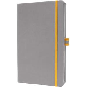 Sigel LS100 Taccuino, A5, a quadretti, copertina rigida adatti come diario, bullet journal, libro di idee, quaderno di scrittura 176 pagine, grigio chiaro/giallo Linsescape