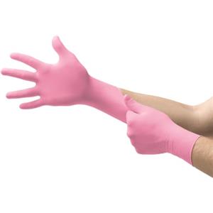 Ansell Micro-Touch Nitrafree Guanti Monouso in Nitrile, Senza Polvere, Medici, Rosa, Senza Lattice, Taglia M (100 Pezzi)