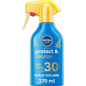 NIVEA SUN Maxi Crema Solare Spray Protect & Bronze FP 30 270 ml, Crema solare 30 per un'abbronzatura Dorata, Intensa e Uniforme, Protezione Solare 30 in Pratico Flacone in Spray