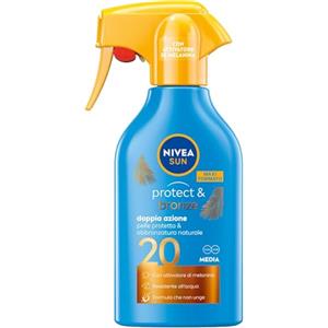 NIVEA SUN Maxi Crema Solare Spray Protect & Bronze FP 20 270 ml, Crema Solare 20 per Un'abbronzatura Dorata, Intensa e Uniforme, Protezione Solare 20 in Pratico flacone in spray