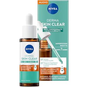 NIVEA Derma Skin Clear Siero Viso Perfezionante & Riequilibrante 30 ml, Siero Niacinamide, Acido Ialuronico e Pro-Vitamina B5 per pelli miste e grasse, Siero anti imperfezioni purificante e levigante