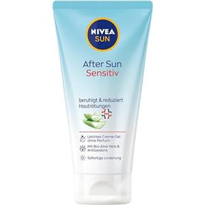 NIVEA SUN Gel Crema Doposole Sensitive 175 ml, Latte doposole senza profumo per pelli sensibili ad azione rinfrescante e lenitiva, Dopo sole idratante con Aloe Vera Bio e Antiossidanti