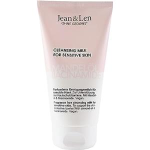 Jean & Len Latte detergente senza profumo Olio di mandorle e niacinamide, detergente extra delicato, per pelli sensibili, rimuove trucco e sporco, senza parabeni e siliconi, vegan, 150 ml