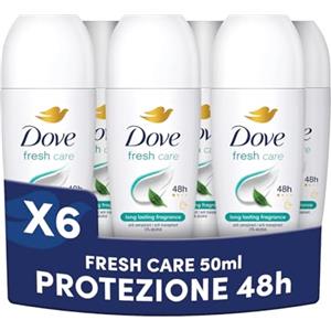 Dove Deodorante Roll On Classic Care Fresh, Deodorante Antitraspirante Roll On, Protezione Fino a 48 Ore, con 1/4 di Crema Idratante, Formula Delicata, Deodorante Uomo e Donna, 6 Pezzi da 50 ml