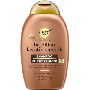 OGX Shampoo Cheratina Ever Straightening + Brazilian Keratin Smooth, Shampoo idratante con Cheratina per capelli lisciante e Olio di Cocco e Avocado, Shampoo capelli ricci, mossi e crespi, 385 ml