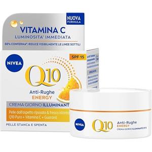 NIVEA Q10 Anti-Rughe Energy Crema Giorno Illuminante SPF 15 50 ml, Crema viso antirughe, energizzante e idratante, Crema viso Vitamina C arricchita con Coenzima Q10 e Guaranà