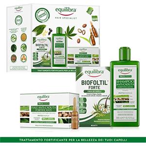 Equilibra Capelli, Cofanetto Hair Specialist, con Shampoo e 10 Fiale Anti-Caduta Fortificante, Integratore Biofoltil Forte, per Capelli Più Forti e Sani, Confezione Regalo