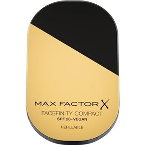 Max Factor Facefinity Fondotinta compatto, fondotinta ricaricabile, formula vegan, fondotinta dalla coprenza modulabile e dal finish mat, fino a 24 ore di tenuta, SPF 20, 001 PORCELAIN, 10 g