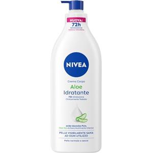 NIVEA Crema Corpo Aloe Idratante 500 ml, Crema idratante corpo 72h arricchita con Acido Ialuronico Puro, Aloe Vera e Siero Nutrimento Intenso, Crema corpo idratante pelle secca o normale