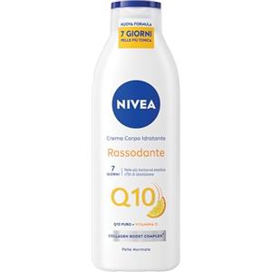 NIVEA Q10 Crema Corpo Idratante Rassodante 250 ml, Crema rassodante corpo con Coenzima Q10 Puro e Vitamina C, Crema idratante corpo 72h per pelli normali per una pelle più tonica ed elastica