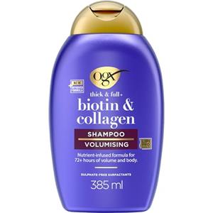 OGX Shampoo Thick & Full + Biotin & Collagen, Shampoo volumizzante capelli con Biotina e Collagene, Shampoo capelli fini con effetto rinforzante per capelli forti, corposi e sani, 385 ml