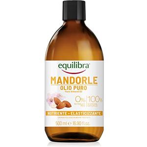 equilibra Corpo, Olio di Mandorle Puro, Olio di Mandorle Dolci, Protettivo, Nutriente ed Elasticizzante, Aiuta a Prevenire le Smagliature in Gravidanza o Durante una Dieta Ipocalorica, 500 ml