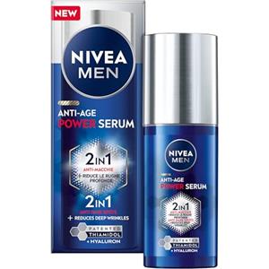 NIVEA MEN Anti-Age Power Serum Anti-Macchie 30 ml, Siero viso uomo antirughe e antimacchie, Siero antimacchia viso con Acido Ialuronico e Thiamidol brevettato per la skincare uomo quotidiana
