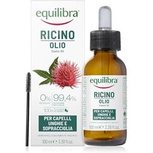 Equilibra Capelli, Olio di Ricino da Spremitura a Freddo, Olio di Ricino per Capelli, Unghie e Sopracciglia, Naturalmente Ricco di Antiossidanti e Vitamina E, Dermatologicamente Testato, 100 ml