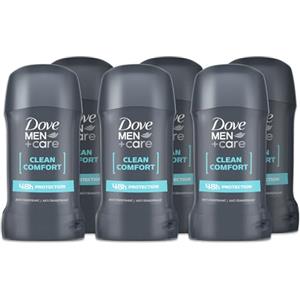Dove, Deodorante Dove Men + Care Clean Comfort Stick, Deodorante Uomo, Antitraspirante, con 1/4 Crema Idratante Dove, Protezione Fino a 48 Ore, Dermatologicamente Testato, 6 Pezzi da 50 ml