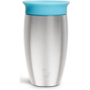 Munchkin Stainless Steel Miracle 360 Bicchieri sippy per bambini in acciaio inox Bicchieri a prova di perdite, 12+ mesi, 10oz/296ml, Blu