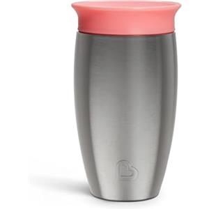 Munchkin Stainless Steel Bicchiere sippy per bambini in acciaio inox senza BPA, ottimo per lo svezzamento, Bicchiere bambini, 12+ mesi, 10oz/296ml, Rosa