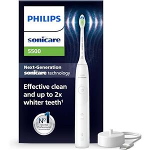 Philips Sonicare 5500, spazzolino elettrico sonico con 1 livello di intensità, avviso di pressione, EasyStart, Smartimer e BrushPacer, bianco, modello HX7110/01 [Nuova tecnologia]
