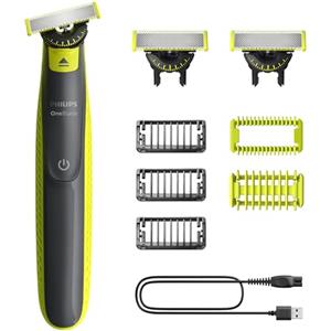 Philips OneBlade 360 Autentico Regolabarba elettrico per viso e corpo, rasoio e spazzola per il corpo, 3x 360 lame, 3x pettine per barba (1,3,5 mm), 1x kit per il corpo, QP2824/31