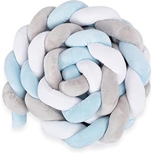 Totsy Baby Cuscino decorativo 220 cm - cuscino coccoloso soffice intrecciato Blu-bianco-grigio