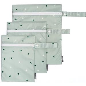 Zamboo Set di 3 Porta Pannolini da Borsa - 3x Sacchetti Pannolini Sporchi con Cerniera e Passante, Omologate Oekotex Standard 100 - Verde
