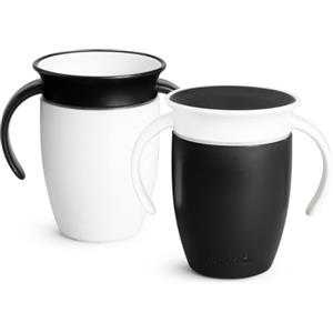 Munchkin Miracle 360 Baby Tazze , Bicchiere per bambini a flusso libero per bambini , Tazza per allenamento , Senza BPA ,Bottiglia d'acqua 12+ Mesi , 10oz/296ml , 2 Pezzi , Nero & Bianco