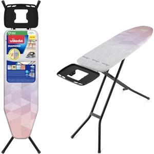 Vileda asse da stiro Diamond, Come nuovo più a lungo, Con rivestimento in biossido di titanio, Stabile e sicuro, Altezza regolabile fino a 97 cm, Piano di 120x38 cm