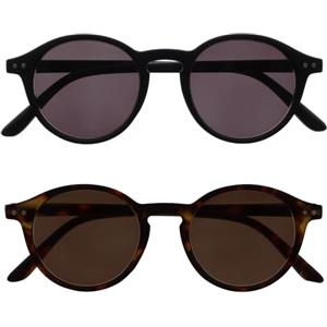 OPULIZE REY Occhiali da Sole - Pacco da 2 - Montatura Rotonda Retro - Nero Opaco, Marrone Tartarugato - Uomo Donna - Cerniere a Molla - SS56-12
