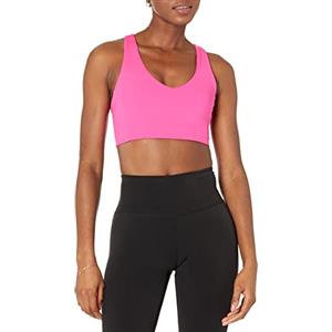 Amazon Essentials Reggiseno Sportivo Active Sculpt con Sostegno Medio e Scollo a V Donna, Rosa Fluo, XS