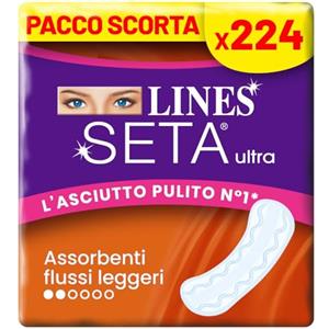 LINES SETA ULTRA FLUSSI LEGGERI, 16 Confezioni da 14 Assorbenti (224 assorbenti)