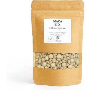 ERBOTECH, 200 Compresse Maca Peruviana BIO, Capsule Ricche di Fonte Minerali, Vit B, Vit C, Vit E, Senza Glutine, Adatto a Vegetariani e Vegan, 100 g