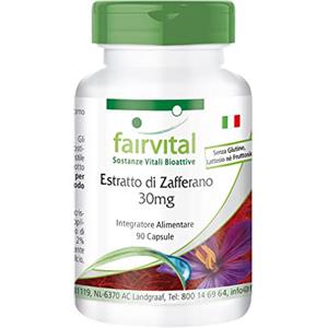 Fairvital | Estratto di zafferano 30mg - 90 capsule con acido pantotenico, vitamina B6 e vitamina B12 - confezione grande per 3 mesi - Vegan